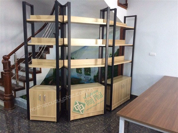 Mẫu kệ văn phòng khung sắt tủ gỗ phù hợp với dịch vụ nội thất văn phòng Bắc Ninh gợi ý dành riêng cho bạn