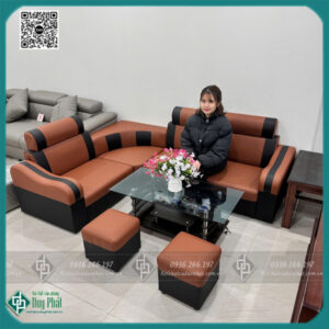 Thanh lý sofa da góc màu nâu đen tại Hà Nội mới 100%
