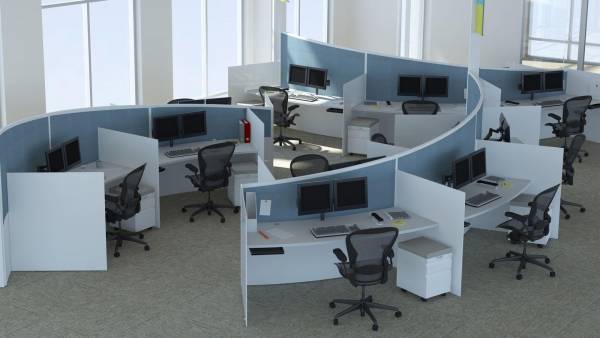 Bàn văn phòng có vách ngăn tạo không gian riêng tư